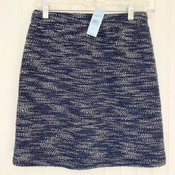 Loft Petites Tweed Pocket Skirt Blue‎ Size XS - Picture 2 of 6